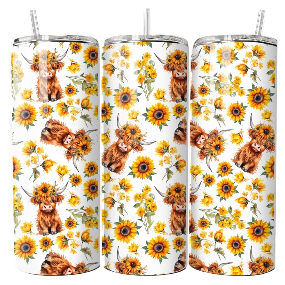 Floral Cow Print Tumbler